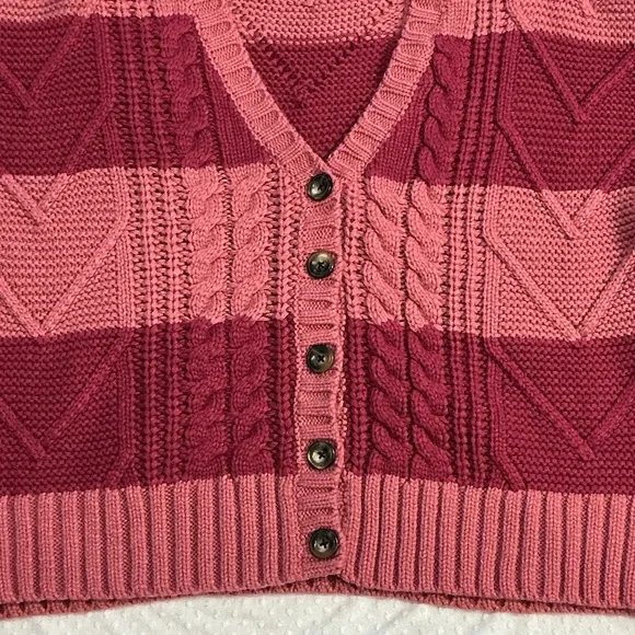 Torrid Two-Tone Pink Cable Cardigan V-neck Sweater 00 Large - Picture 4 of 7